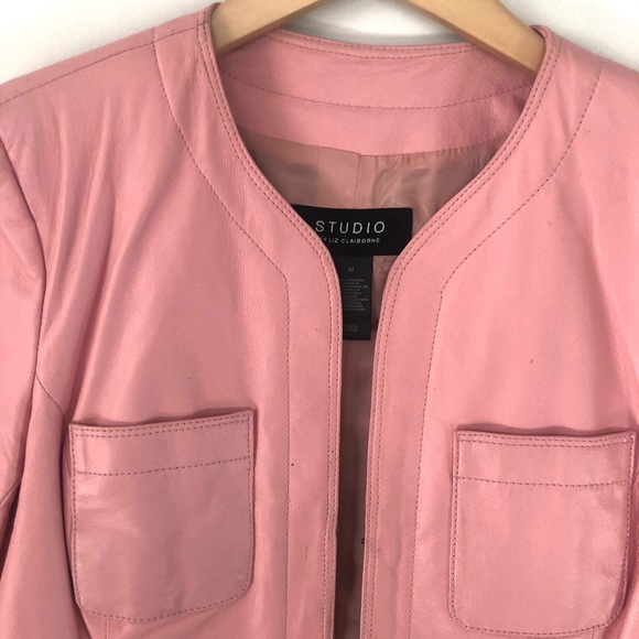 Pink Certified Leather Jacket - Claiborne - M - Picture 2 of 10